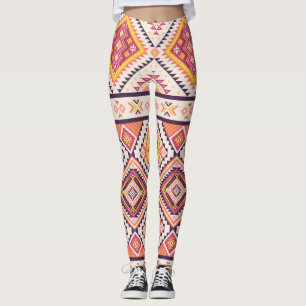 Tribal Aztec Striped Seamless Background Leggings