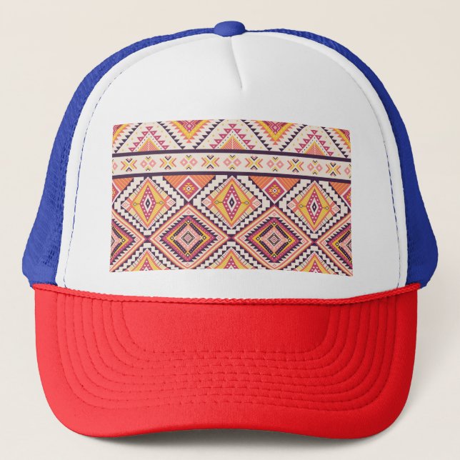 Tribal Aztec Striped Seamless Background Trucker Hat (Front)