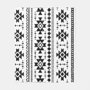 Tribal aztec, vintage white background. fleece blanket