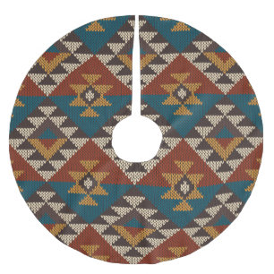 Tribal Aztec Wool Knitted Texture. Brushed Polyester Tree Skirt