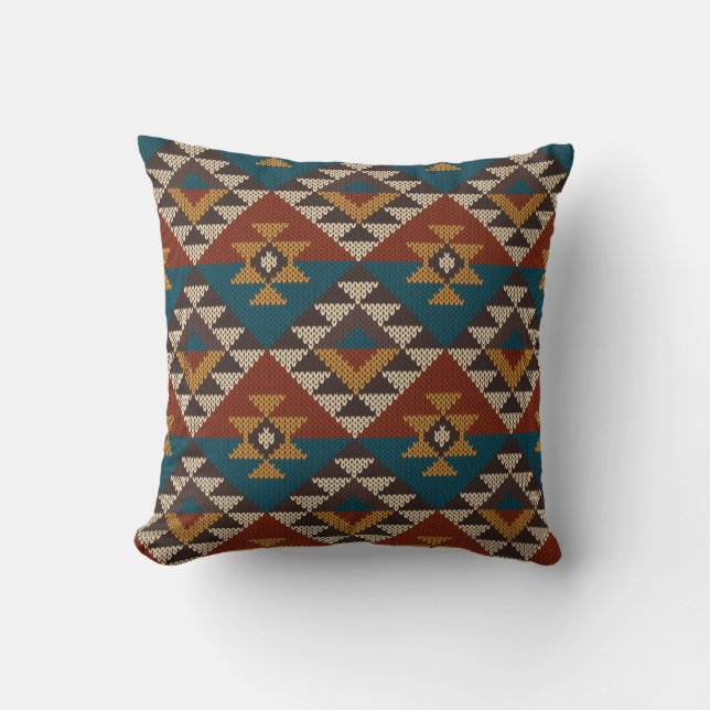 Tribal Aztec Wool Knitted Texture. Cushion (Front)
