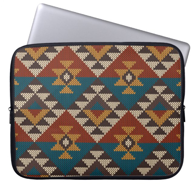 Tribal Aztec Wool Knitted Texture. Laptop Sleeve (Front)