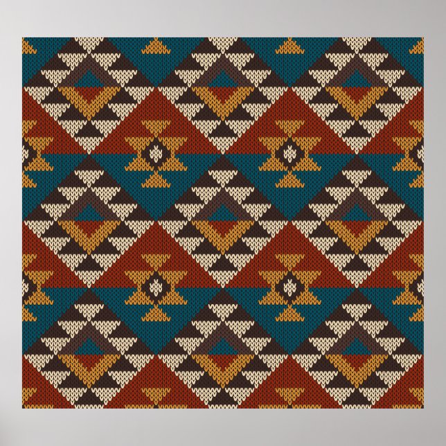 Tribal Aztec Wool Knitted Texture. Poster (Front)