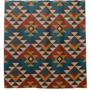Tribal Aztec Wool Knitted Texture. Shower Curtain