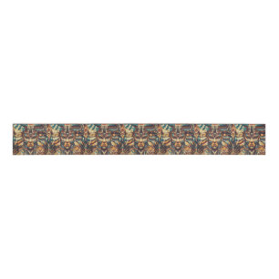 Tribal Azure "Mesoamerican Motif" Wide Grosgrain R Ribbon