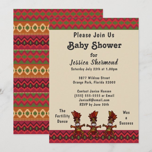 Tribal Baby Shower Abstract Fertility Dance  Invitation (Front/Back)