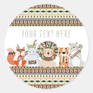 Tribal Baby Shower Classic Round Sticker