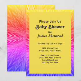 Tribal Baby Shower Copper Abstract Colourful Neon Invitation