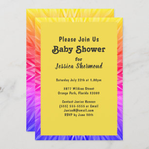 Tribal Baby Shower Copper Abstract Colourful Neon Invitation