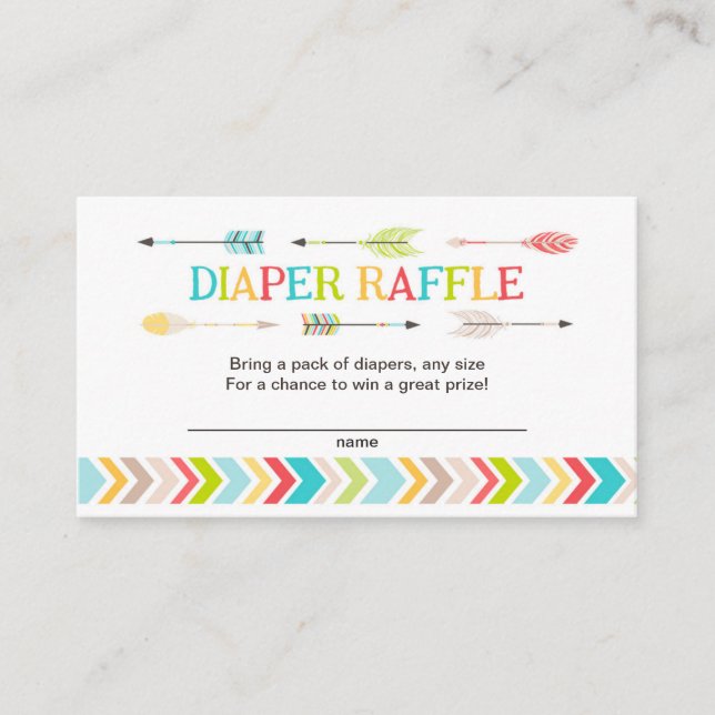 Tribal baby shower diaper raffle tickets / games enclosure card (Front)