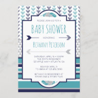 Tribal Baby Shower Invitation, Aztec, Arrows, BOHO