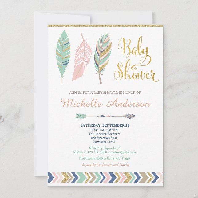 Tribal Baby Shower Invitation / Boho Baby Shower (Front)