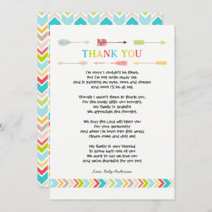 Tribal Baby Shower PoemThank you note, neutral Invitation
