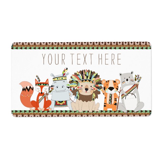 Tribal Baby Shower Water Bottle Labels (Front)