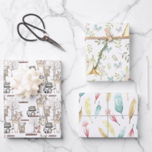 Tribal Baby Wrapping Paper Flat Sheet Set of 3