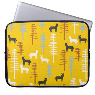 Tribal background with horses and trees,creative f laptop sleeve