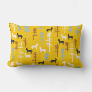 Tribal background with horses and trees,creative f lumbar cushion
