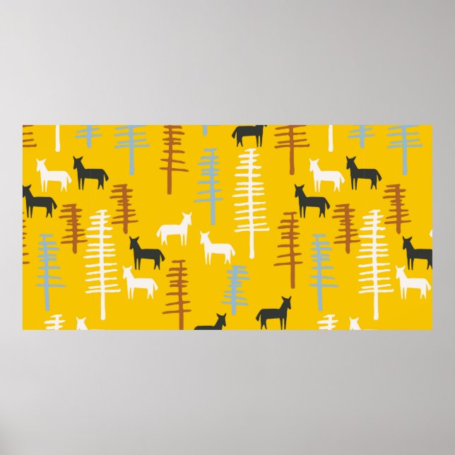 Tribal background with horses and trees,creative f poster (Front)