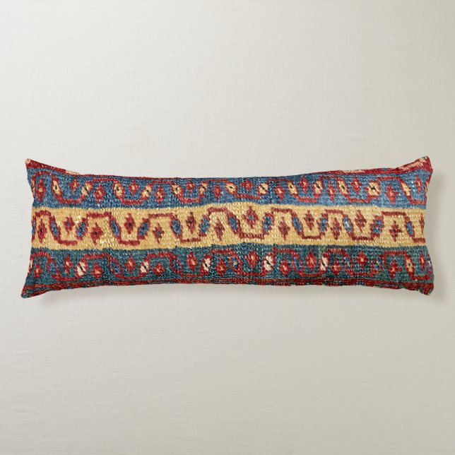 Tribal Bands Zig Zag Yellow Blue Red Lines  Body Cushion (Front)