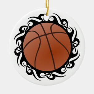 tribal basketball ceramic tree decoration
