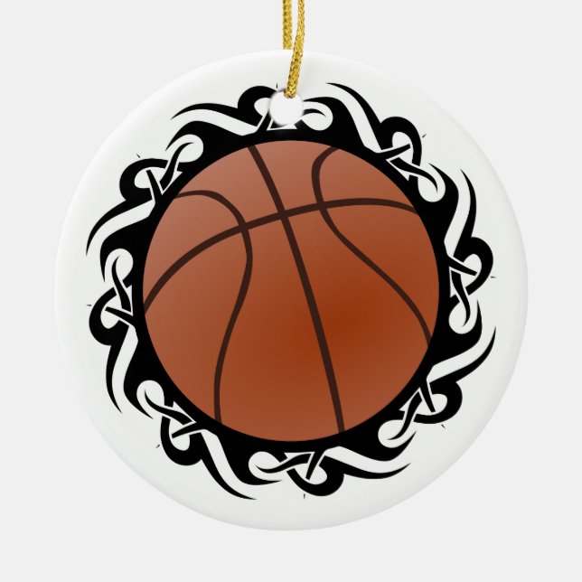 tribal basketball ceramic tree decoration (Front)