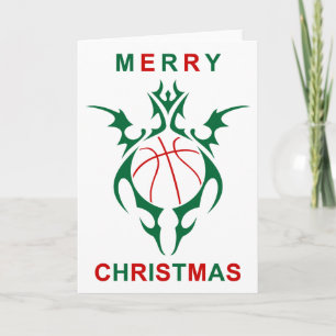 tribal basketball merry christmas holiday card