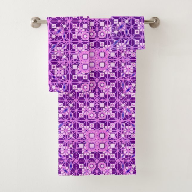 Tribal Batik, Amethyst Purple Bath Towel Set (Insitu)