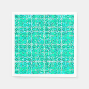 Tribal Batik - aqua and turquoise with white Napkin