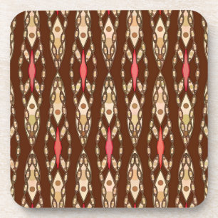 Tribal Batik - Brown, Tan and Coral Coaster