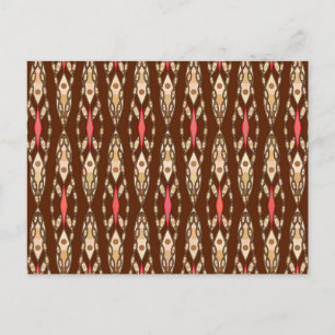 Tribal Batik - Brown, Tan and Coral Postcard