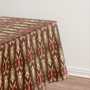 Tribal Batik - Brown, Tan and Coral Tablecloth
