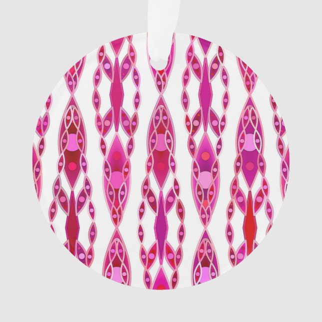 Tribal Batik - Burqundy and Fuchsia Pink Ornament (Front)