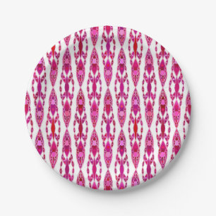 Tribal Batik - Burqundy and Fuchsia Pink Paper Plate