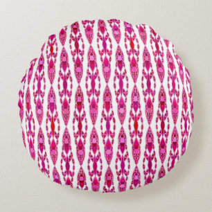 Tribal Batik - Burqundy and Fuchsia Pink Round Cushion