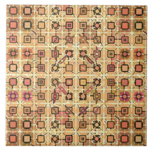 Tribal Batik - chocolate brown and camel tan Ceramic Tile