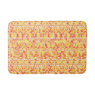 Tribal Batik - coral orange and coral pink Bath Mat