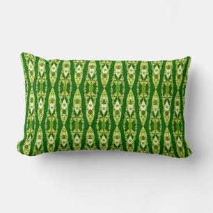 Tribal Batik - Dark Green and Avocado Lumbar Cushion