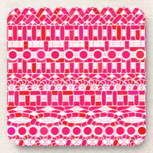 Tribal Batik - Deep red, maroon and white Coaster