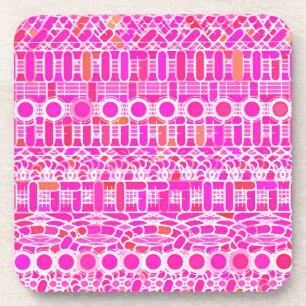 Tribal Batik - fuchsia pink, magenta and coral Coaster
