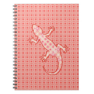 Tribal batik Gecko - coral pink and cream Notebook