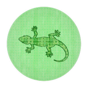 Tribal batik Gecko - lime and emerald green Cutting Board