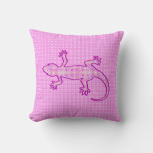 Tribal batik Gecko - orchid and shell pink Cushion