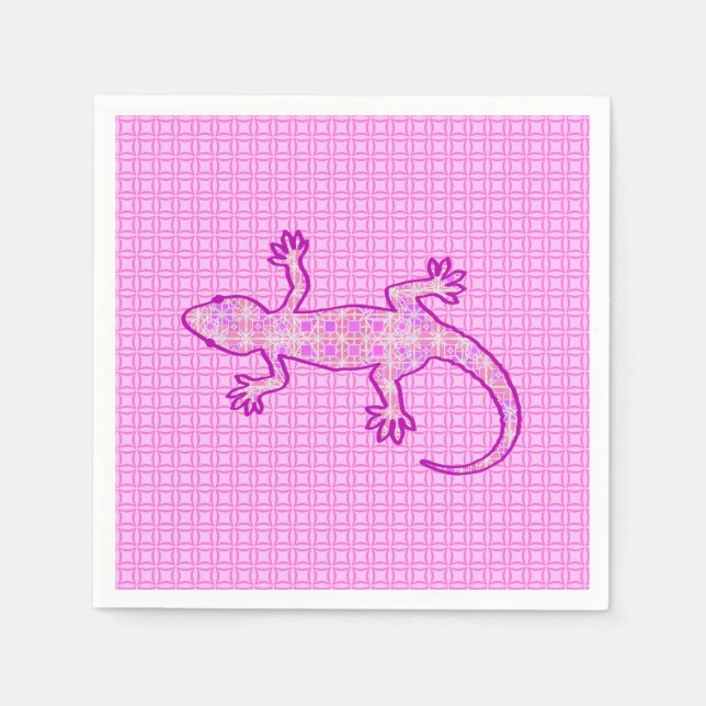 Tribal batik Gecko - orchid and shell pink Napkin (Front)