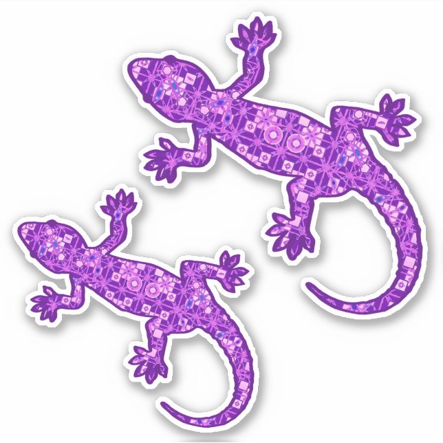 Tribal batik Gecko, Violet and Amethyst Purple (Front)