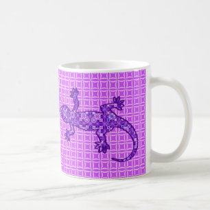 Tribal batik Gecko - violet and amethyst purple Coffee Mug