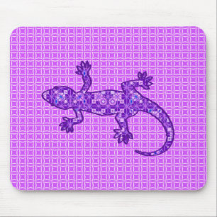 Tribal batik Gecko - violet and amethyst purple Mouse Pad