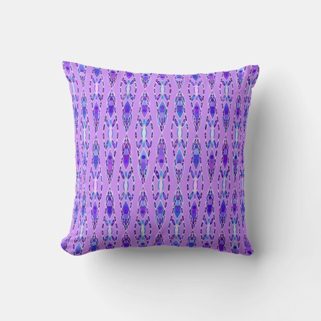 Tribal Batik - Lavender, Blue and Violet Cushion (Front)