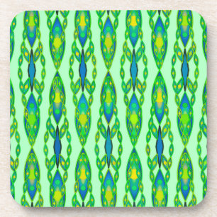 Tribal Batik - Mint, Emerald Green and Blue Coaster