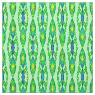 Tribal Batik - Mint, Emerald Green and Blue Fabric