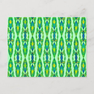 Tribal Batik - Mint, Emerald Green and Blue Postcard